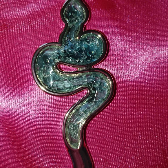 Robert Lee Morris Shiny Silver Snake Necklace - Picture 2 of 3